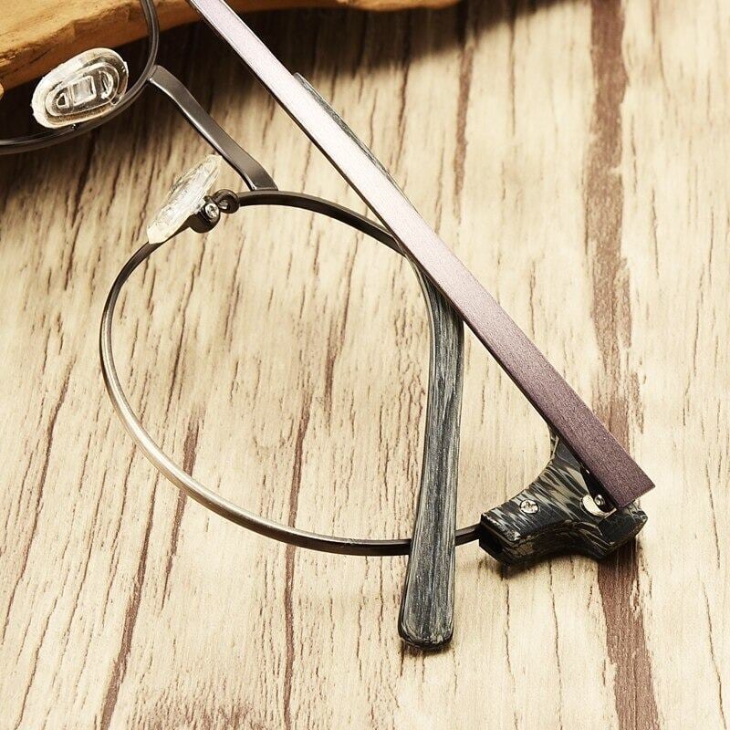 Wood grain glasses - Boston × Metal（木目とメタルのボストンメガネ）【BJ0131】