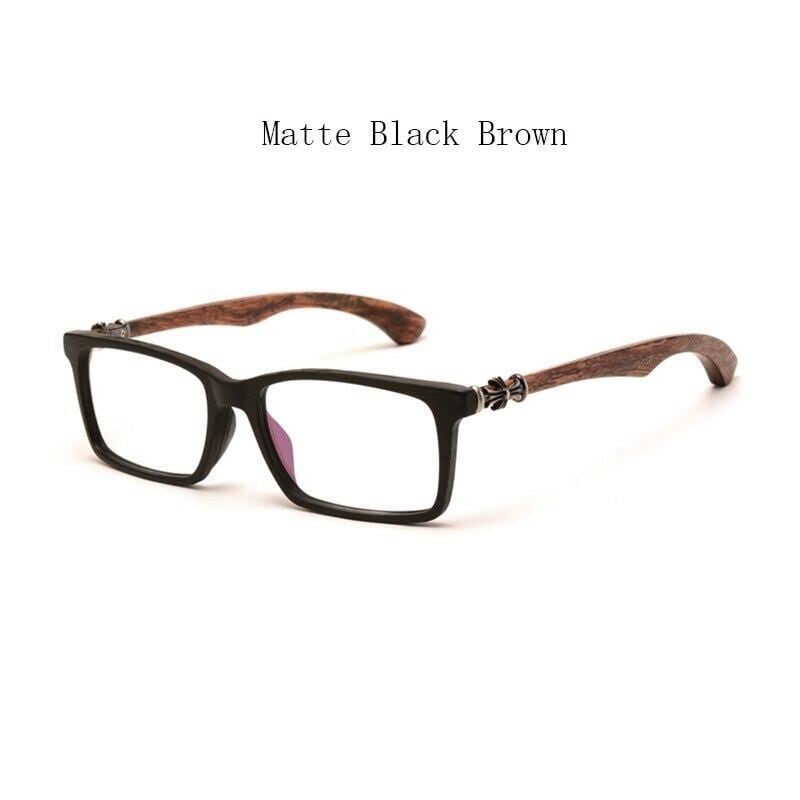 Wooden Square Clever Glasses（木製テンプルのスクエアメガネ）【BJ0285】