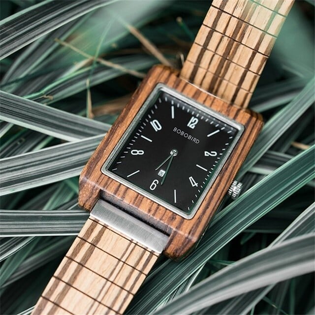 [3atm] Wooden watch - Square Rich【BJ2411】