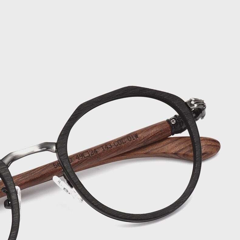 Wooden Gothic Circle Glasses（木製テンプルの丸型ゴシックメガネ）【BJ0001】