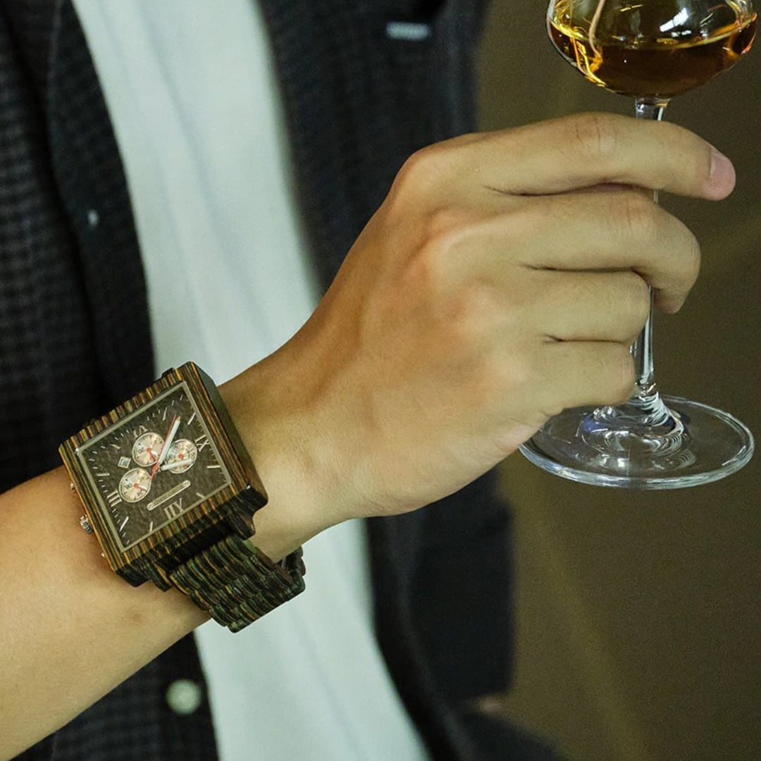 Dyed Wood Square Quartz Watch【BJ0554】