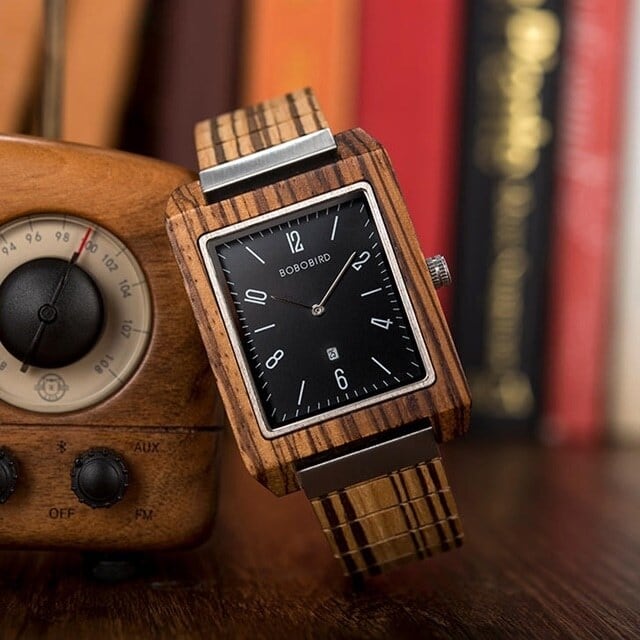 [3atm] Wooden watch - Square Rich【BJ2411】
