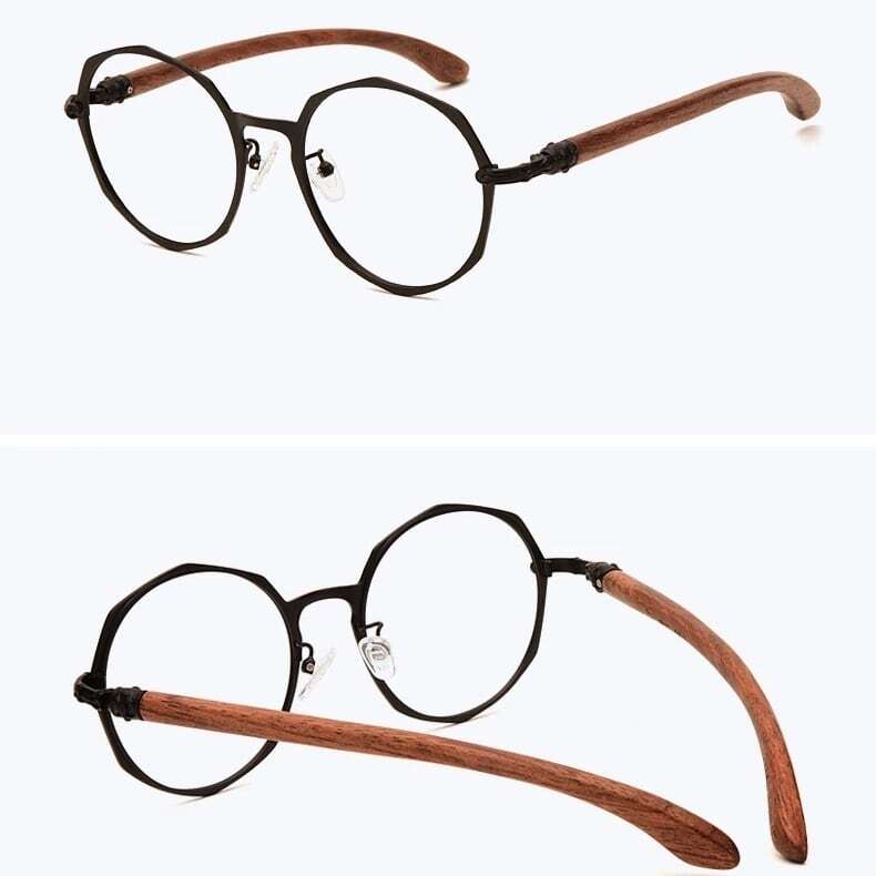 Wooden temple glasses - Geometry（木製テンプルの丸型メガネ）【BJ0184】
