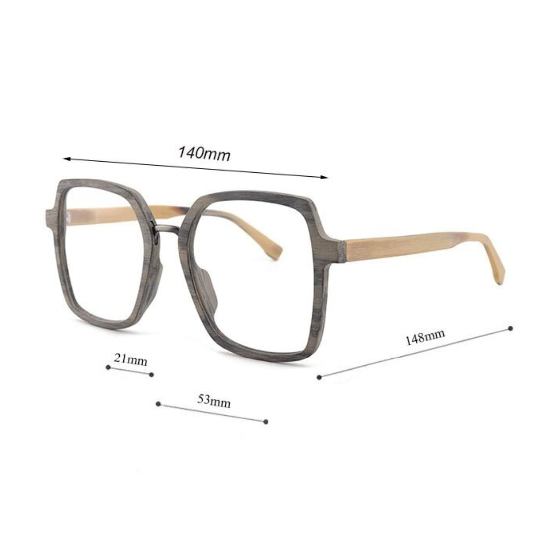 Wood Oversized Unique Design Square Glasses【BJ0530】
