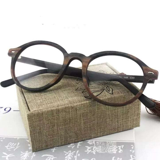 Wood grain glasses - Boston（木目のボストンメガネ）【BJ0129】