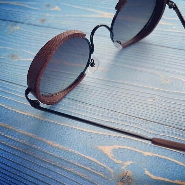 Wooden ring sunglasses（木縁の輪型サングラス）【BJ0009】