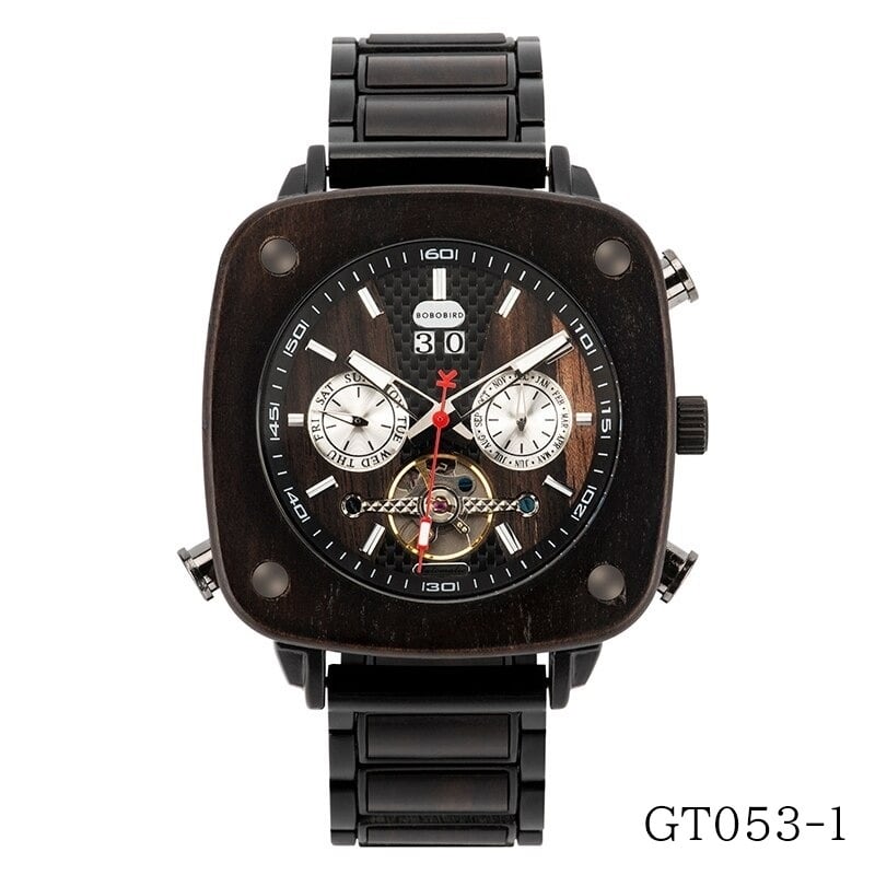 Fashionable Wood Square Mechanical Watch【BJ0552】
