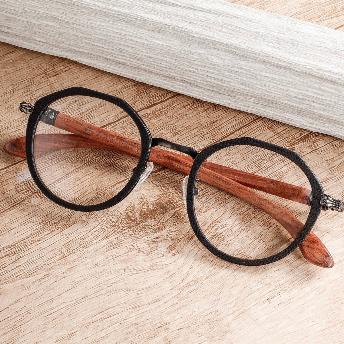 Wooden Gothic Circle Glasses（木製テンプルの丸型ゴシックメガネ）【BJ0001】