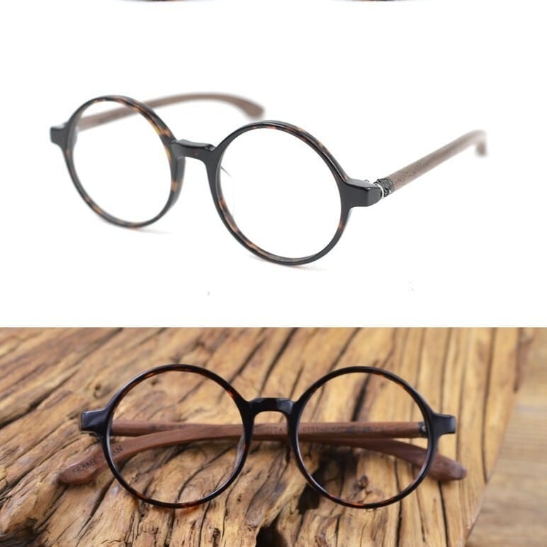 Wooden temple glasses - Round【BJ0196】