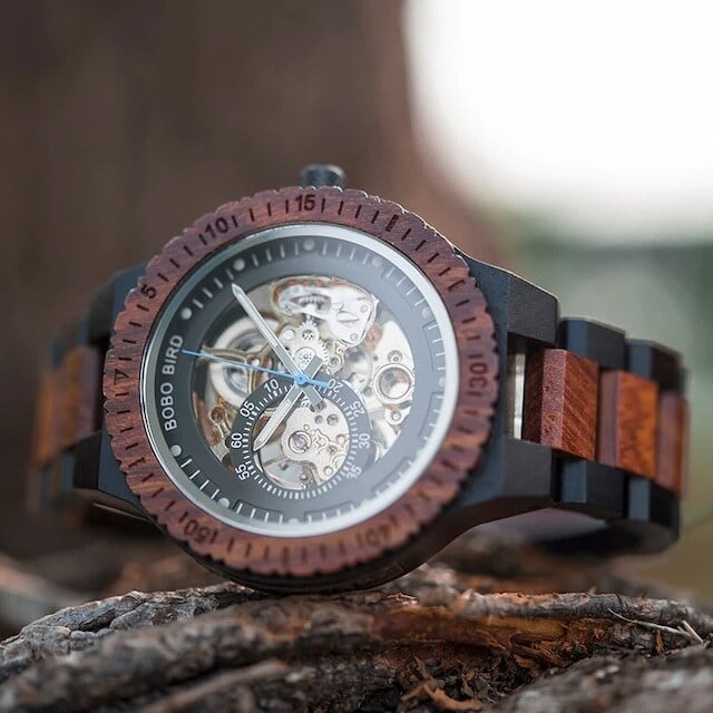 Wooden mechanical watch - Skeleton【BJ0018】