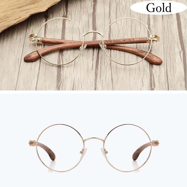 Wooden temple "MARU" Megane（木製テンプルの丸メガネ）【BJ0197】