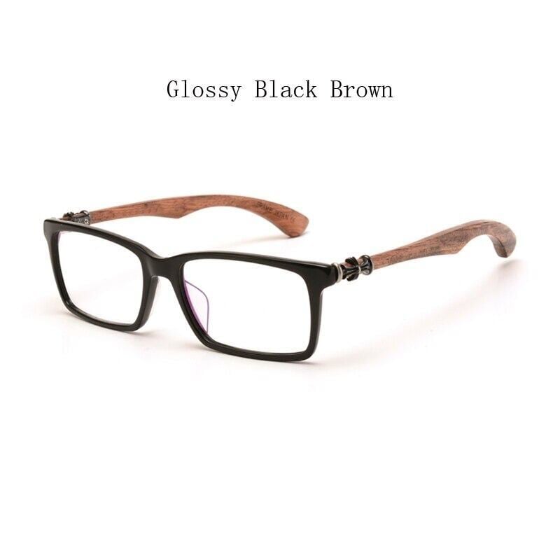 Wooden Square Clever Glasses（木製テンプルのスクエアメガネ）【BJ0285】