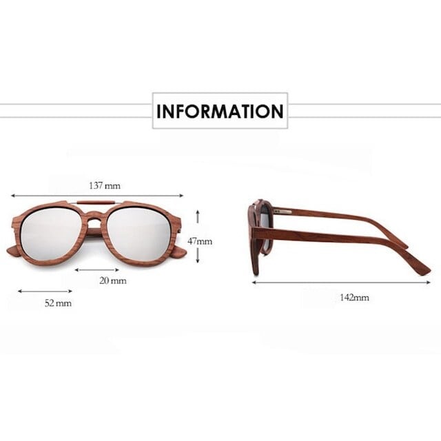 Wooden vintage sunglasses - Teardrop【BJ0010】