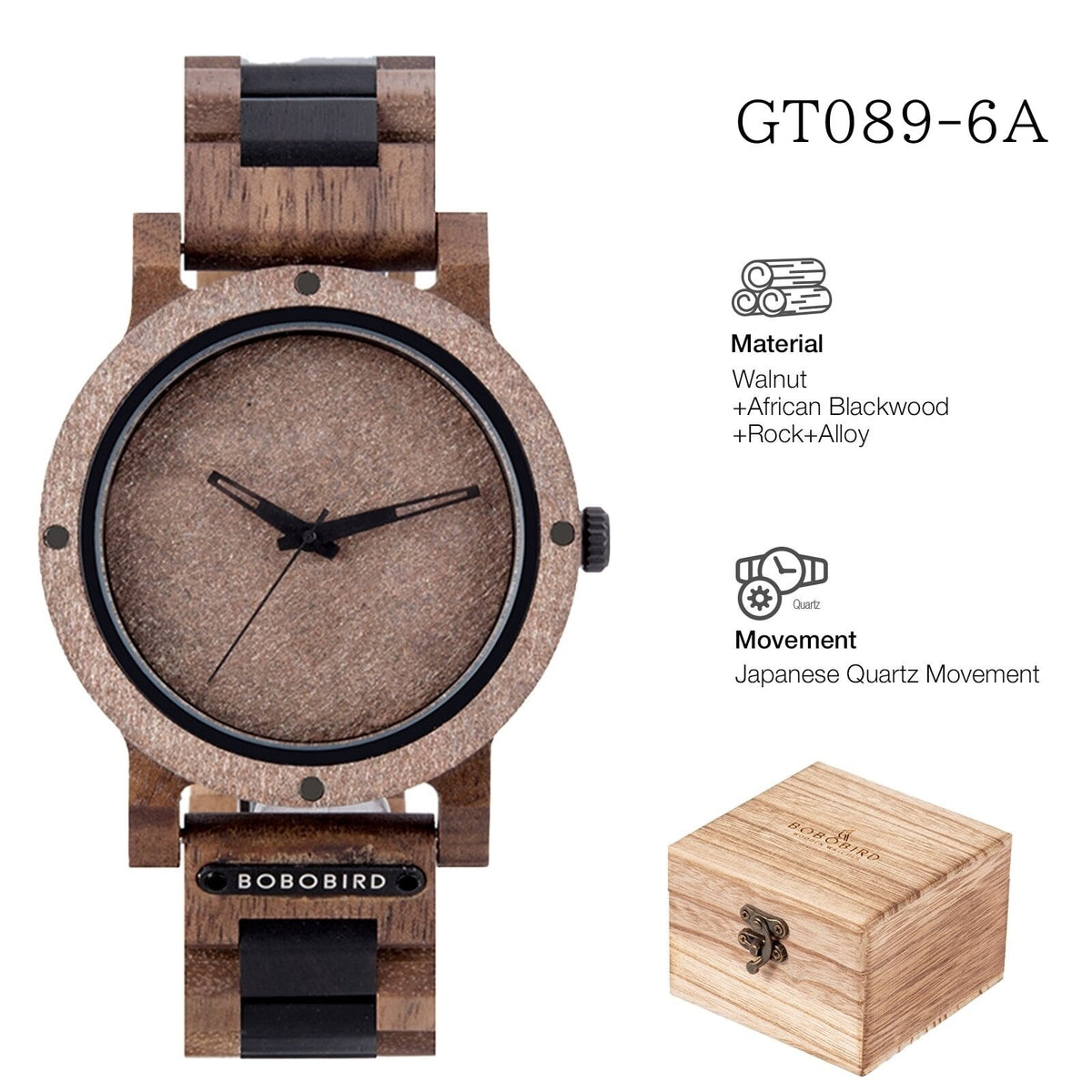 Wood And Rock Quartz Watch【BJ0551】