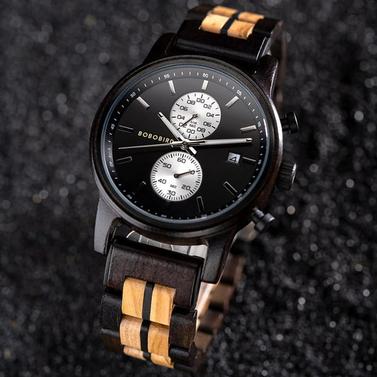 Wood Chronograph Watch With Date Display【BJ0538】
