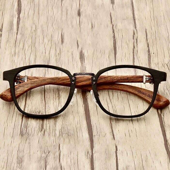 Wooden Frame Wellington Glasses（木製テンプルのウェリントンメガネ）【BJ0284】