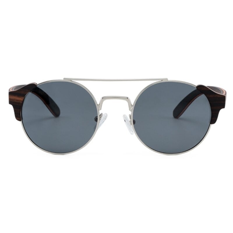 Metal With Wood Round Sunglasses【BJ0520】