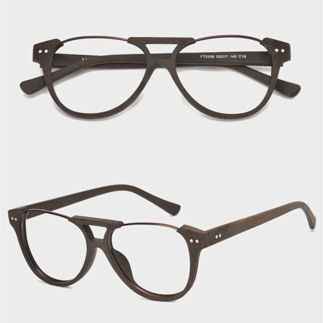 Fashionable Wood Metal Round Glasses【BJ0511】
