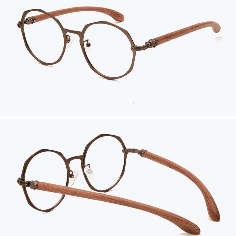 Wooden temple glasses - Geometry（木製テンプルの丸型メガネ）【BJ0184】